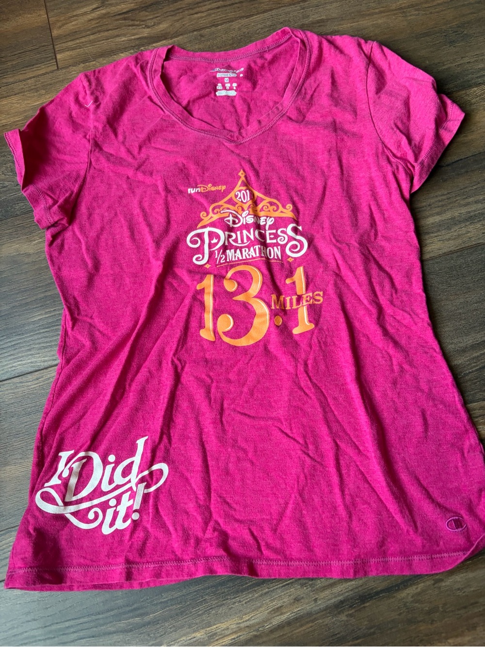 Champion Bright Pink Disney Princess 13.1 Mile (Half Marathon) Race Tee